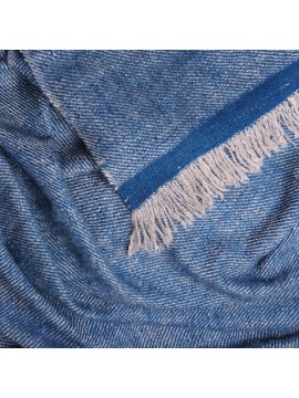 NYOMA INDIGO, handspun handwoven thick cashmere pashmina throw