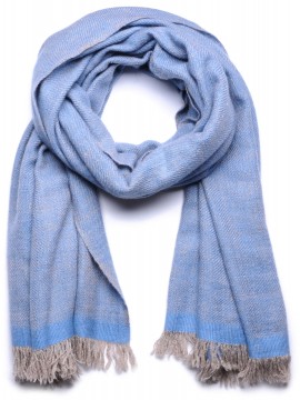 NYOMA BLUE, handspun handwoven thick cashmere pashmina shawl