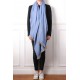 NYOMA BLU, scialle Pashmina spessa 100% cashmere filata a mano