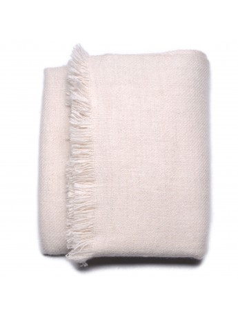 RUPSHU IVORY, handspun handwoven thick cashmere pashmina throw