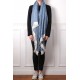 RUPSHU BLU, plaid Pashmina spessa 100% cashmere filata a mano