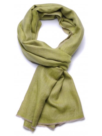 Echte Omkeerbare Pashmina 100% cashmere Groen / Natuurlijk Beige