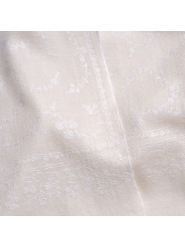 BIANCA IVORY, real pashmina 100% cashmere with handmade embroideries