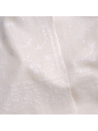 BIANCA IVORY, real pashmina 100% cashmere with handmade embroideries