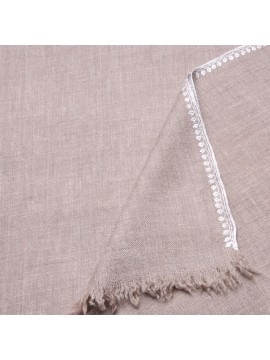 LINA BEIGE e BLANCO, stola vera Pashmina 100% cashmere ricamata a mano