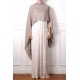 LINA BEIGE e BLANCO, stola vera Pashmina 100% cashmere ricamata a mano