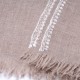 LINA BEIGE et BLANC, étole véritable pashmina 100% cachemire brodé main