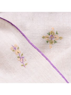 ALIA IVORY, real pashmina 100% cashmere with handmade embroideries