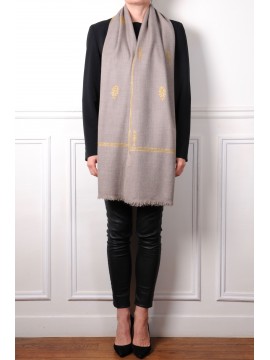 ALIA GOUD, echte Pashmina stola 100% handgeborduurd cashmere