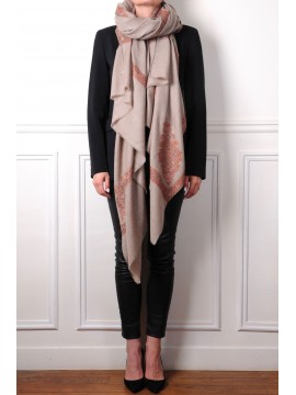 ARIEL BEIGE XXL, chal pashmina 100% cachemir bordado a mano