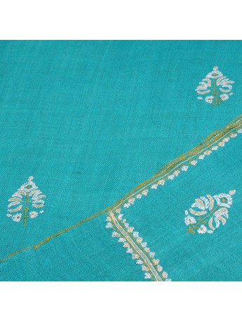 BETTY TURQUOISE, hand-embroidered 100% cashmere pashmina shawl