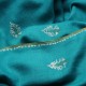 BETTY TURQUOISE, châle véritable pashmina 100% cachemire brodé main