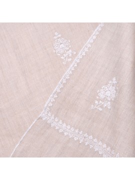 FLORIE BEIGE CHIARO, scialle vera Pashmina 100% cashmere ricamata a mano