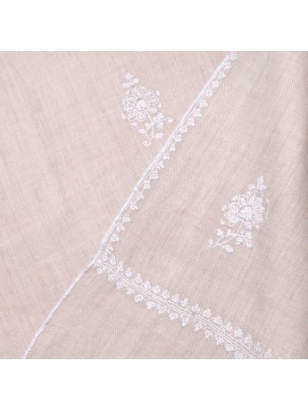 FLORIE BEIGE CHIARO, scialle vera Pashmina 100% cashmere ricamata a mano