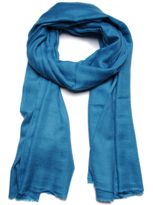 Kust Goed gevoel Monopoly Echte eend blauwe pashmina - Handgeweven 100% cashmere sjaal